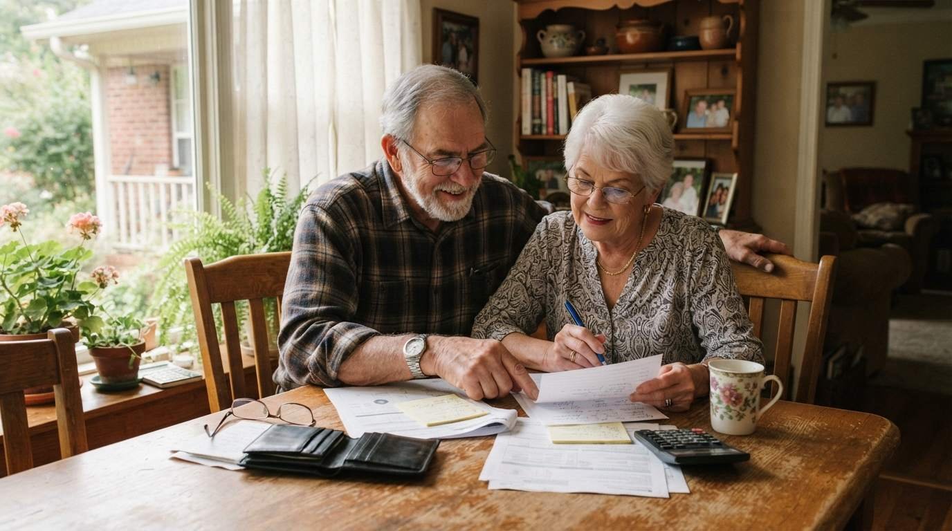 Elderly couple reviewing power of attorney documents