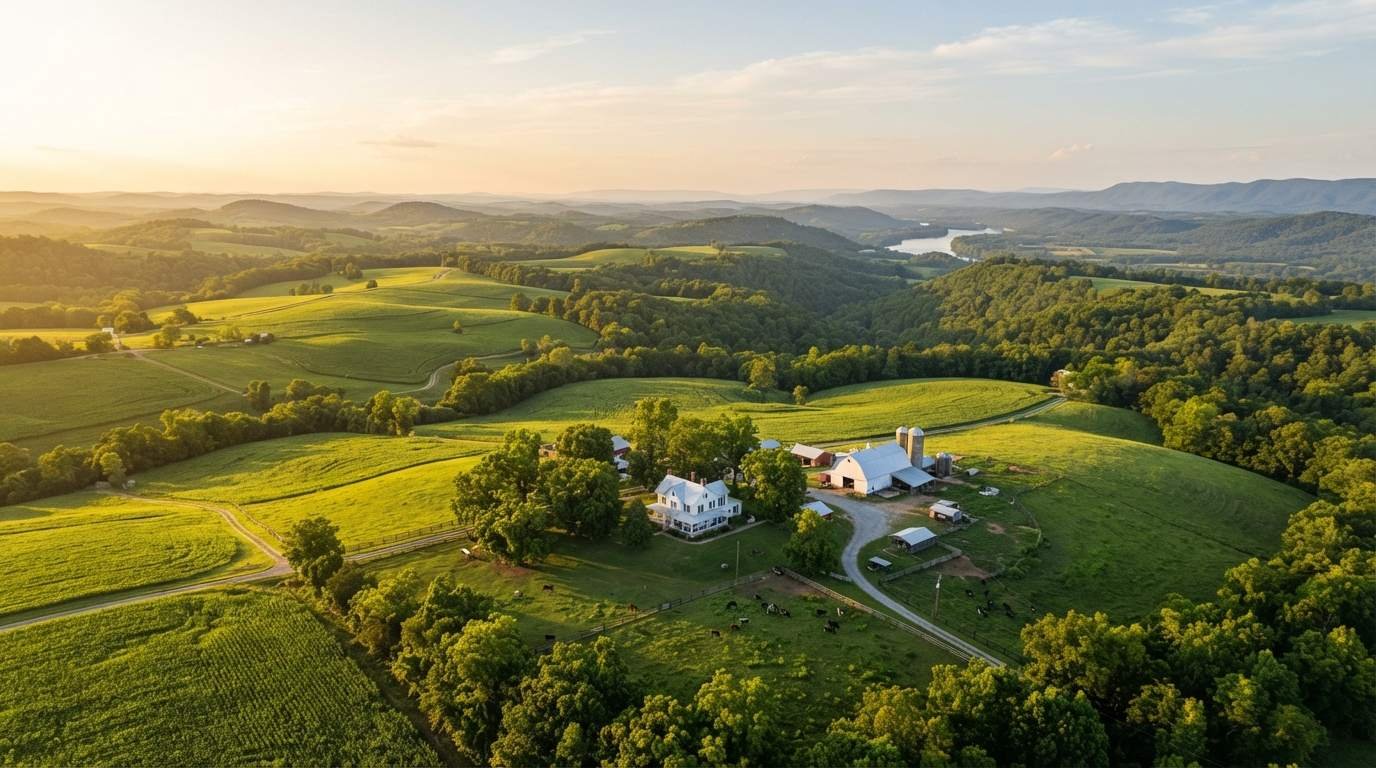 North Alabama farm property aerial view